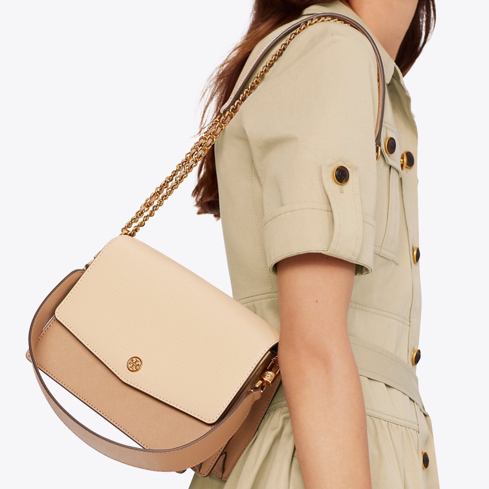 Tory Burch Patent Saffiano Leather Robinson Shoulder Bag